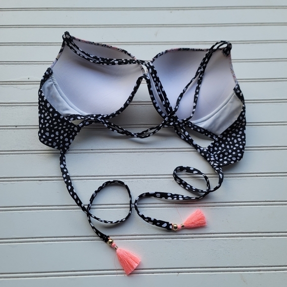 Victorias Secret 34D Bikini Top Fabulous Swimwear Pink Black Gorgeous Add 1.5cup - Picture 10 of 11